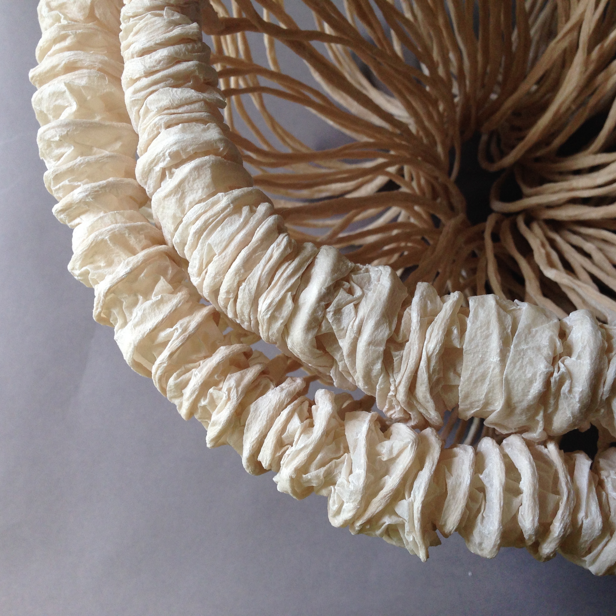 "September White"   artist-made abaca paper  and multiple manipulations by hand.